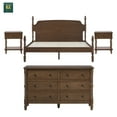 thumbnail image 3 of Walker Edison Vivienne Easy Assembly 4-Piece Solid Wood Bedroom Set with King Bed Frame, Two 1-Drawer Nightstands and 6-Drawer Dresser - Dark Brown, 3 of 11