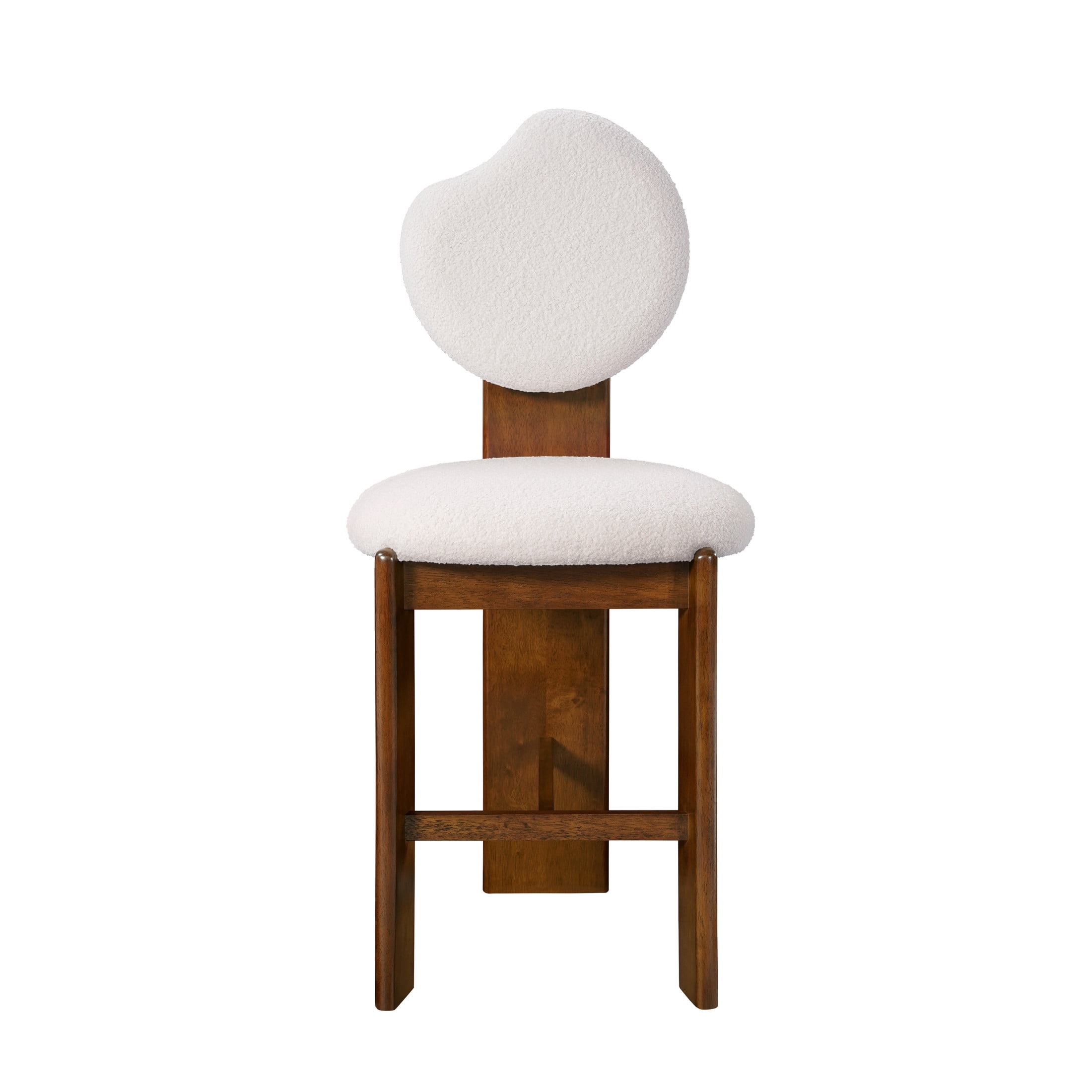 Christopher Knight Home Unique Modern Counter Stools, Walnut Finish with White Upholstery, Set of 2