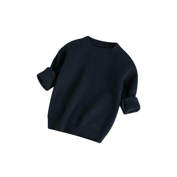 Sueter suave para bebes y ninas para ninos pequenos cuello bajo jersey de color solido camiseta de manga larga a rayas XBTCLXEBCO Azul 2 3 anos Walmart en linea