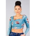 thumbnail image 6 of CC Wholesale Clothing Global Brand License Ruched Velvet Floral Back Tie Crop Top, Blouses & Tops (Large), 6 of 7