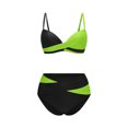 thumbnail image 4 of Women's Bikini Sets 2 Piece Swimsuit Color Block High Waist V Neck Twist Front Adjustable Spaghetti Straps Bathing Suit (XL, Green), 4 of 5
