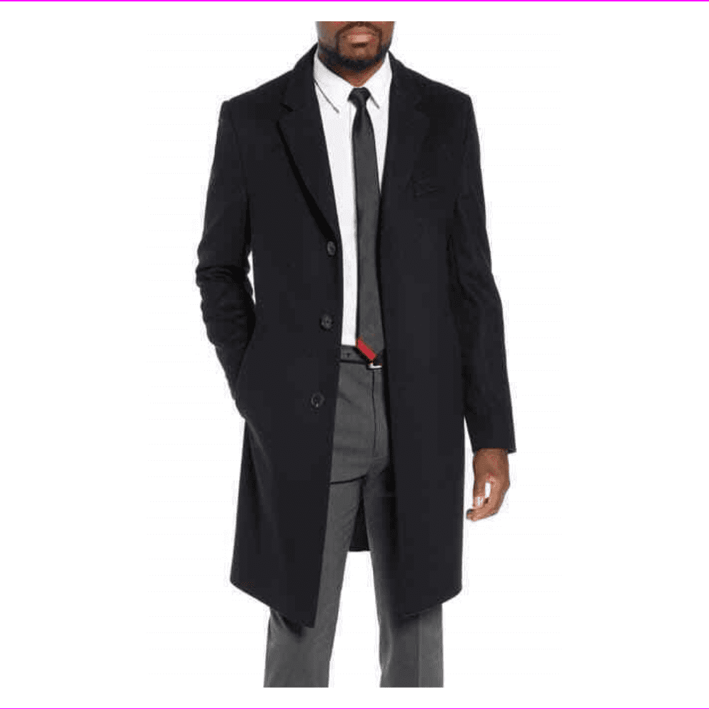 Solid Wool and Cashmere Topcoat, Blue 