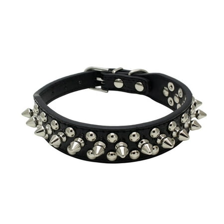 Neck Protection Dog Collar Spiked Rivet Heavy Duty PU Leather ...