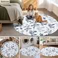 thumbnail image 5 of Blue Botanical Round Area Rug 3.3Ft Washable Circle Rugs for Dining Room Table, Spring Floral Watercolor Leaf Non-Slip Carpet Floor Mats Indoor Outdoor Carpet Runner Aesthetic Home Decor, 5 of 8
