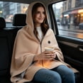 thumbnail image 7 of USB Heated Hoodie Blanket, Wearable Electric Heating Wrap with Attached Hood, Portable Fast Heating 15 Seconds Plush Throw for Office Home, Machine Washable USB Blanket Beige, 7 of 7