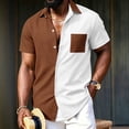 thumbnail image 2 of Men's Vintage Waffle Shirt Short Sleeve Button Down Summer Colorblock Beach Work Shirts, 2 of 6