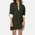 thumbnail image 2 of ATOYSOY Women's Relaxed Comfy Casual Button Down Loose Basic Long Tops Dressy Workout Trendy Solid Color Blouses Turn Down Collar Shirts Fall Long Sleeve Tees Green XXL, 2 of 6