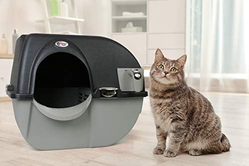 Large Omega Paw Elite Self-Cleaning Litter Box, Black