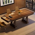 thumbnail image 3 of 71-Inch Wooden Kitchen Table with Two Drawers, Large Dining Table for 6-8 w/Large Tabletop & Sturdy Frame, Rectangular Dining Table with Double Pedestal, for Kitchen, Dinner, 3 of 6