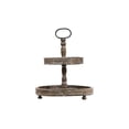 thumbnail image 1 of Creative Co-op Wood Two-Tier Tray with Metal Handle, 1 of 5
