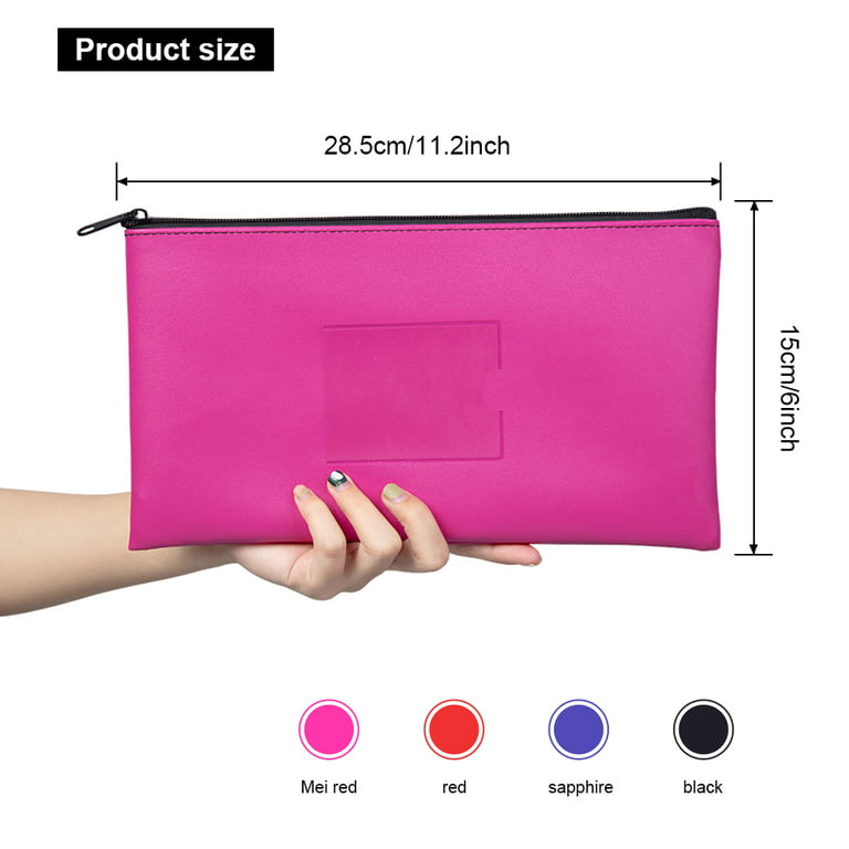 Zipper Bank Bags,4 Pack Money Pouch Bank Deposit Bag PU Leather Cash and  Coin Pouch bank envelopes with zipper (Colorful)