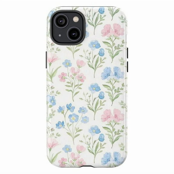 Blue & Pink Wildflower iPhone Case – Soft Pastel Floral Phone Cover for iPhone 16, 15, 14, 13, 12, 11 Pro, Plus, Max