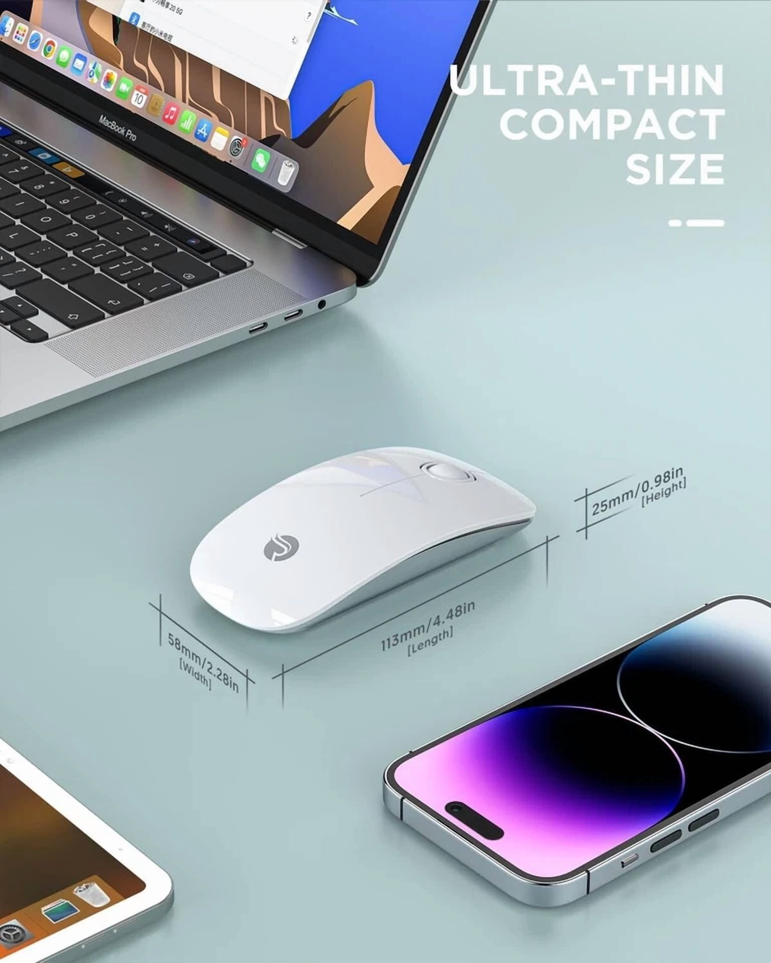 CRESTIN- Bluetooth Wireless Mouse - (Bt5.1+Usb) Slim Dual Mode Computer Mice