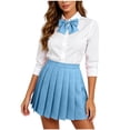 thumbnail image 4 of IUYRTFE Women's High Waisted Pleated Mini Skirt Adjustable Waist with Bow Tie School Uniform A Line Short Skirt, 4 of 9