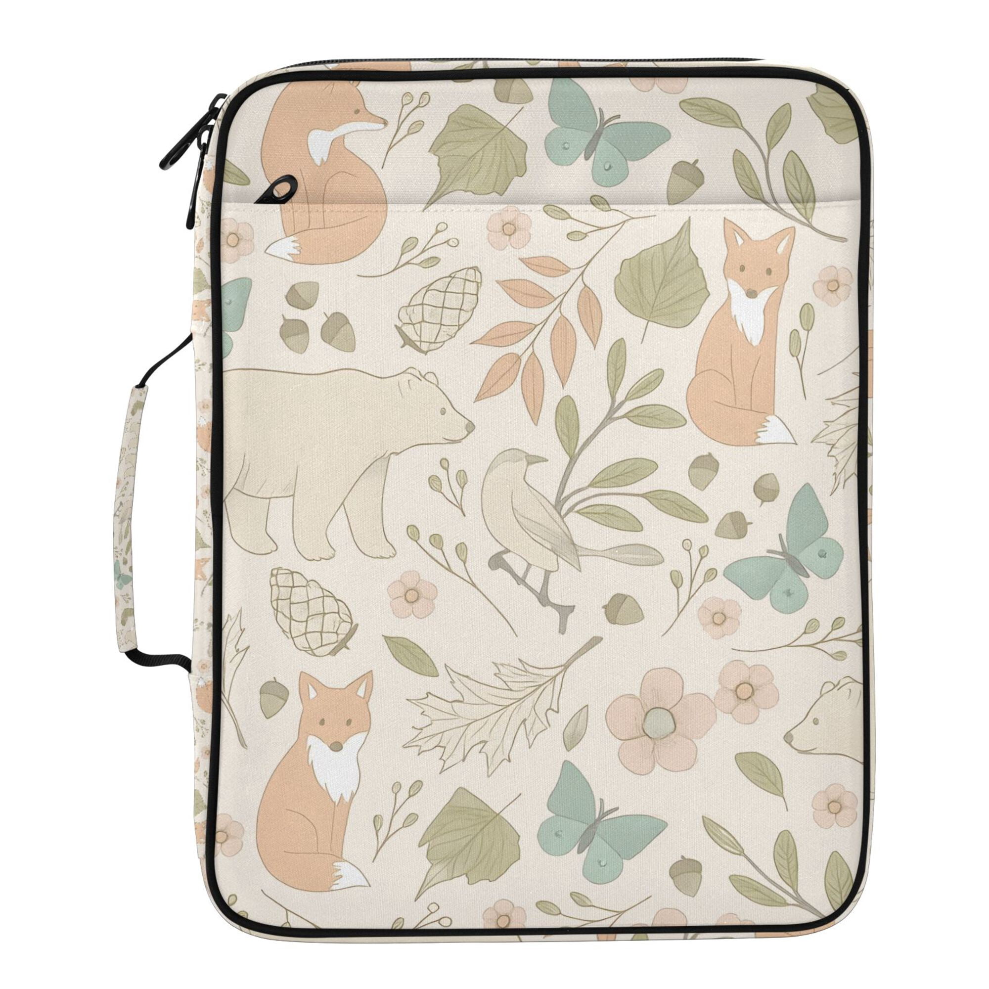 FORMRS Accordion File Folder A4 Size 7-Pocket Expanding Document Organizer Bag with 3 Ring Binder, Forest Pastel