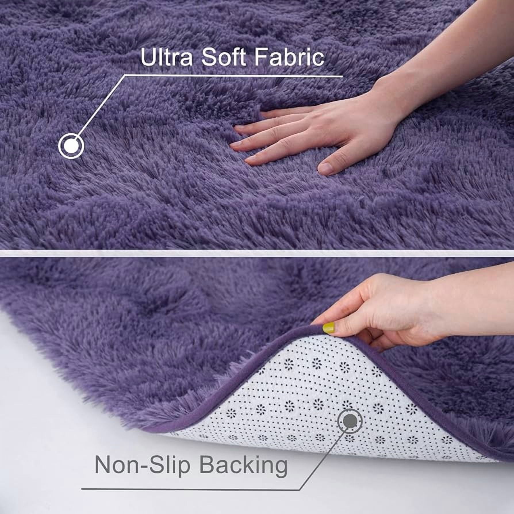 SUSUZI 5' x 7' Shaggy Area Rug, 2" Thick Ultra Plush Fluffy Carpet with Non-Slip PVC Backing, Purple Modern Soft Rug for Bedroom Living Room Kids Room