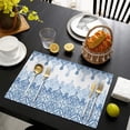 thumbnail image 3 of Blue Ethnic Floral Border Pattern Summer Placemats Table Placemats Set Of 6-Linen Kitchen Washable Placemats Table Mats 11.8"x17.7" Non-Slip Heat Resistant, 3 of 5