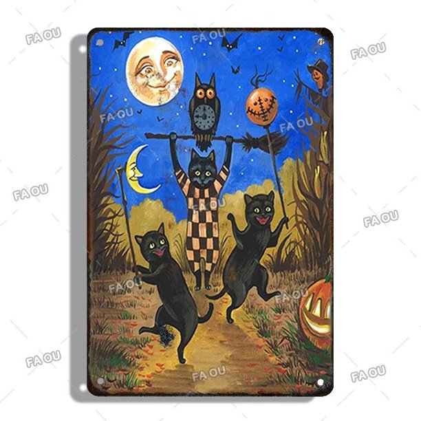 Placa decorativa de Metal para Halloween, cartel de calabaza, cartel de granja, cartel de bruja, decoración de pared moderna para el hogar, estética, regalos