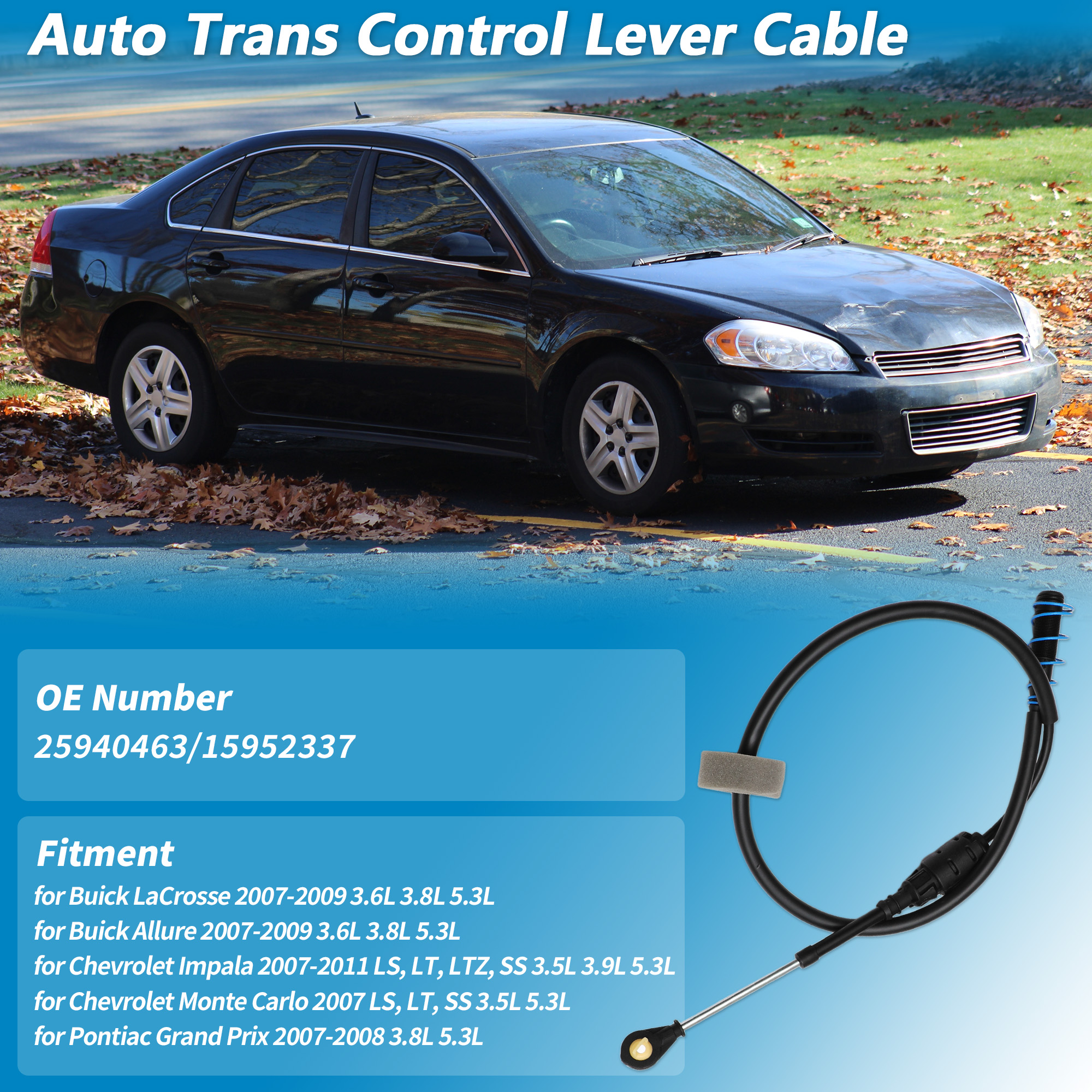 Unique Bargains Automatic Transmission Gear Shift Cable for Buick and for Chevrolet