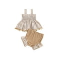 thumbnail image 2 of Musuos Newborn Baby Girls Shorts Set, 3M 6M 12M 18M Sleeveless Plaid Camisole with Elastic Waist Ruffle Shorts Summer Outfit, 2 of 10