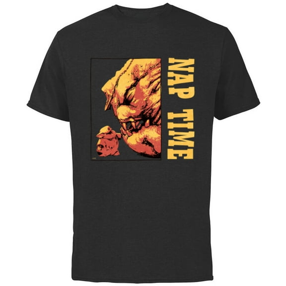 Star Wars The Mandalorian Grogu & Rancor Nap Time - Short Sleeve Cotton T-Shirt for Adults - Customized-Black