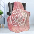 thumbnail image 4 of Engagement Party Soft Flannel Fleece Blanket, Engagement Party Cards with Blurry Abstract Circles Art Print, Cozy Plush for Indoor and Outdoor Use, 50" x 70", Salmon Pink and White, by Ambesonne, 4 of 5