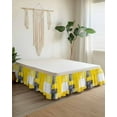thumbnail image 2 of Abstract Yellow Gary Paint Bed Skirt California King Size 16" Drop Mottled Retro Oil Painting Ruffled Wrap Around Bed Skirts Adjustable Elastic Bedskirt Dust Ruffle for California King Size Bed, 2 of 7