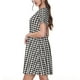 thumbnail image 2 of Balery Houndstooth Black And White Vestidos sueltos de manga corta para mujer, vestidos de verano 2025, vestidos casuales de corte A con vuelo., 2 of 6