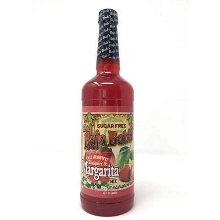 Baja Bob's Sugar-Free Cocktail Mixer, Strawberry Margarita and Daiquiri, 32 Fluid Ounces