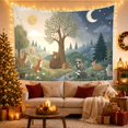 thumbnail image 3 of Woodland Animals Around a Day and Night Tree, Peaceful Illustration for Nature Lovers, Forest Wall Art, Birthday Gift, Tapestry Wall Hanging for Bedroom and Living Room, 3 of 7