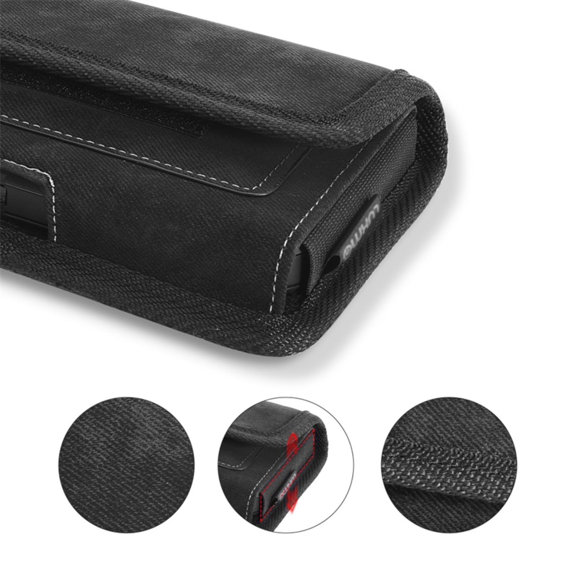 Large Horizontal Universal Fabric Pouch – Black Denim with Dual Card Slots