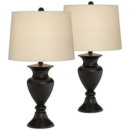 Regency Hill Traditional Table Lamps Set Of 2 Dark Bronze Urn Ivory Regency Hill Traditional Table Lamps Set Of 2 Dark Bronze Urn Ivory Tapered Drum Shade For