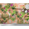 thumbnail image 2 of Soimoi Polyester Crepe Fabric Orchid,Palm & Monstera Tropical Decor Fabric Printed Yard 42 Inch Wide, 2 of 3