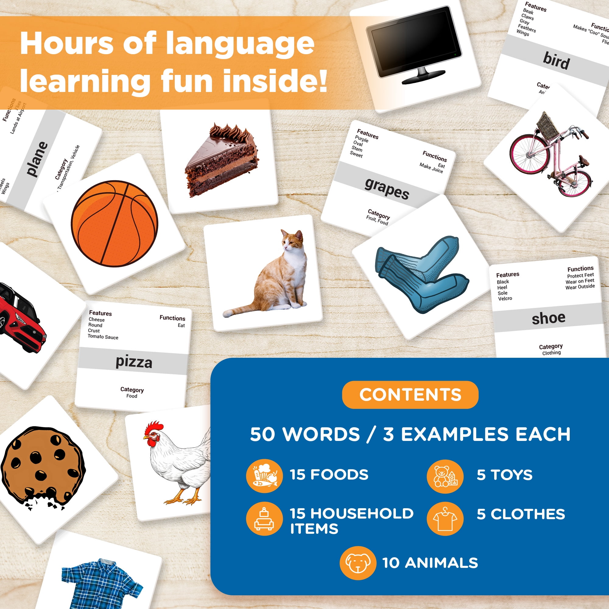 ThinkPsych First Nouns Picture Play Cards - 150 Flash Cards for Speech Therapy, Toddlers 2-4, Autism, Preschool