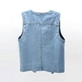 thumbnail image 5 of SWSMCLT Women's Denim Tank Top Sleeveless Vest V Neck Cowgirl Vintage Button Top Soft Fashion Cotton Loose Light Blue X-Large, 5 of 5
