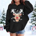 thumbnail image 2 of Big Girls Graphic Hoodie Merry Christmas Print Hooded Sweatshirt Festive Pullover Top Fall Fashion Clothing Size 9-10T ,Black, 2 of 5