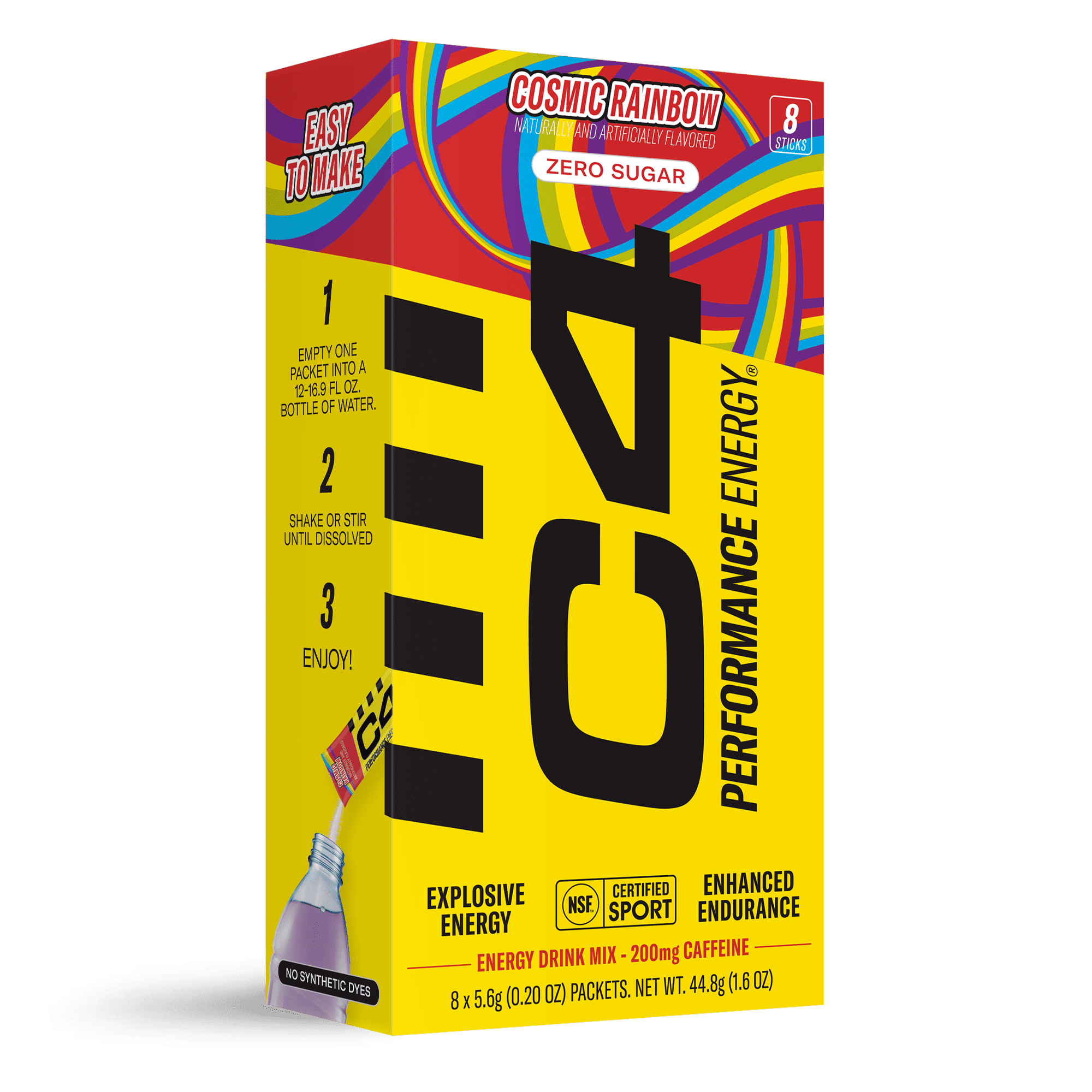 C4 Performance Energy Powder Drink Mix, Cosmic Rainbow, 8 Pack