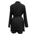 thumbnail image 4 of WAYUTE 2 Piece Sets for Women Lapel Business Office Plain V Neck Long Sleeve Suit Jacket Slim Fit Solid Color Shorts Sets, 4 of 5
