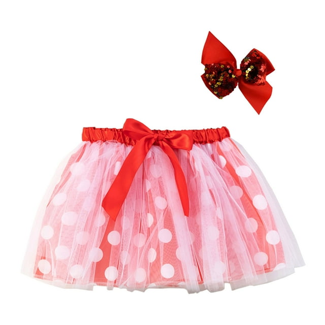 MIASHUI Tutus pour Tout-Petits et Petites Filles Robe de Danse Ballet Patchwork à Pois avec Épingles à Cheveux, Rouge, 5-8 Ans