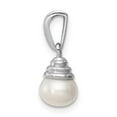 thumbnail image 2 of 925 Sterling Silver Polished Rhodium 6mm Freshwater Cultured Pearl and Diamond Pendant Necklace - Pendant for Women, 2 of 4
