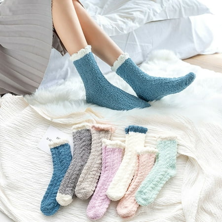 

Thicken Women Winter Warm Soft Fluffy Home Floor Sleeping Confinement Socks