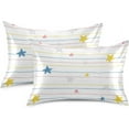 thumbnail image 2 of GZHJMY Colorful Stars Strips Satin Pillowcases for Hair and Skin Soft Like Silk Pillowcase, Satin Cooling Pillow Cases with Envelope Closure, Comfortable and Breathable, 20" x 26" Home Decor, 2 of 7