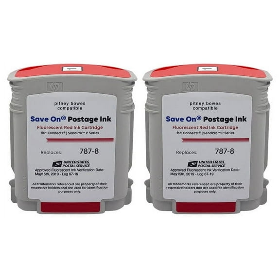 787-8 Red Ink - 2  Pack for SendPro® P1000 Pitney Bowes Compatible