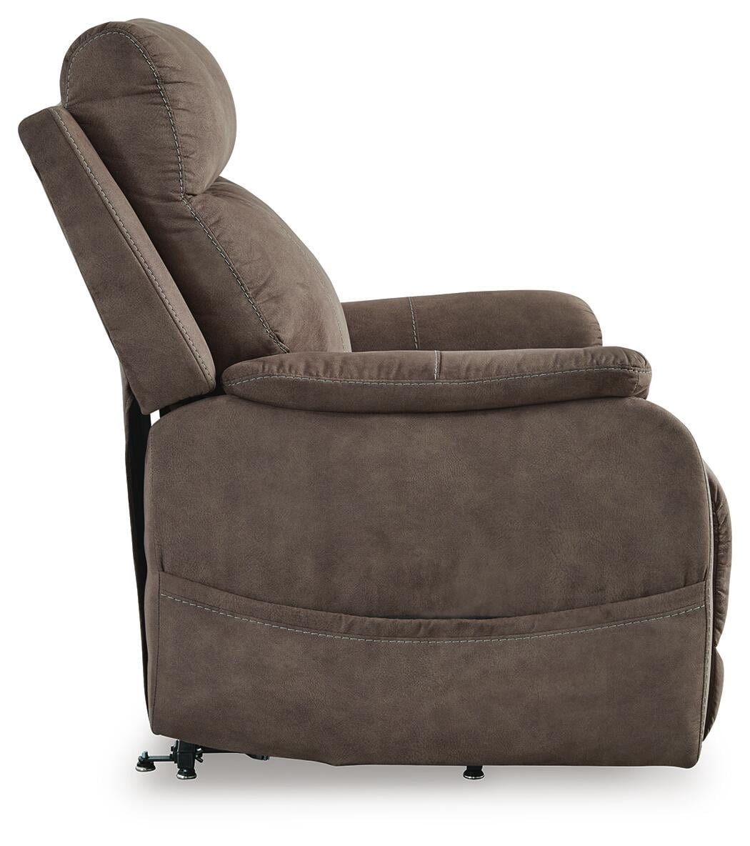 Signature Design by Ashley Crestmeade Power Lift Recliner Chair with Heat, Massage, USB Charging - Espresso Brown Faux Leather Electric Lift Chair