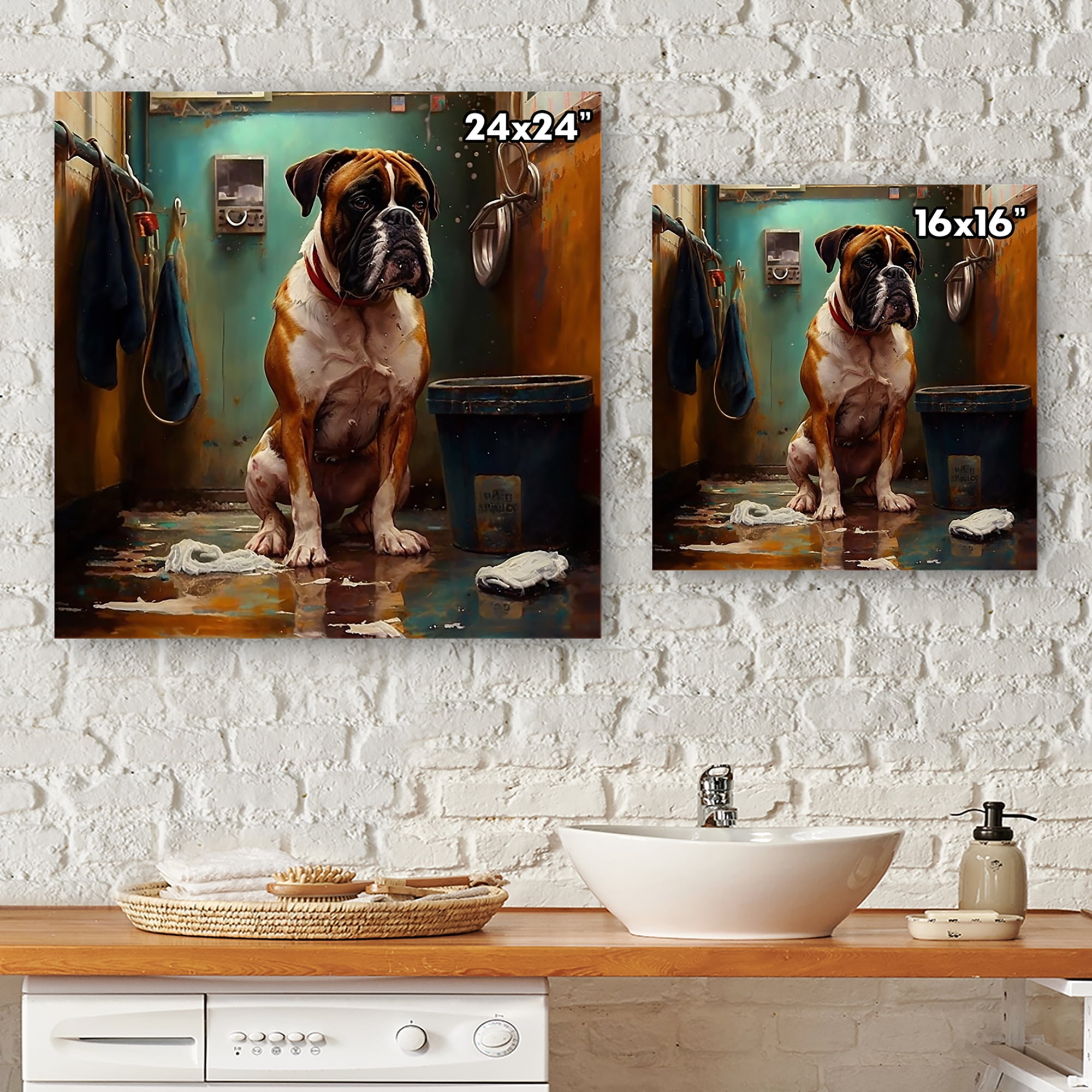 Designart Boxer Dog Don T Like Cleaning I Canvas Wall Art