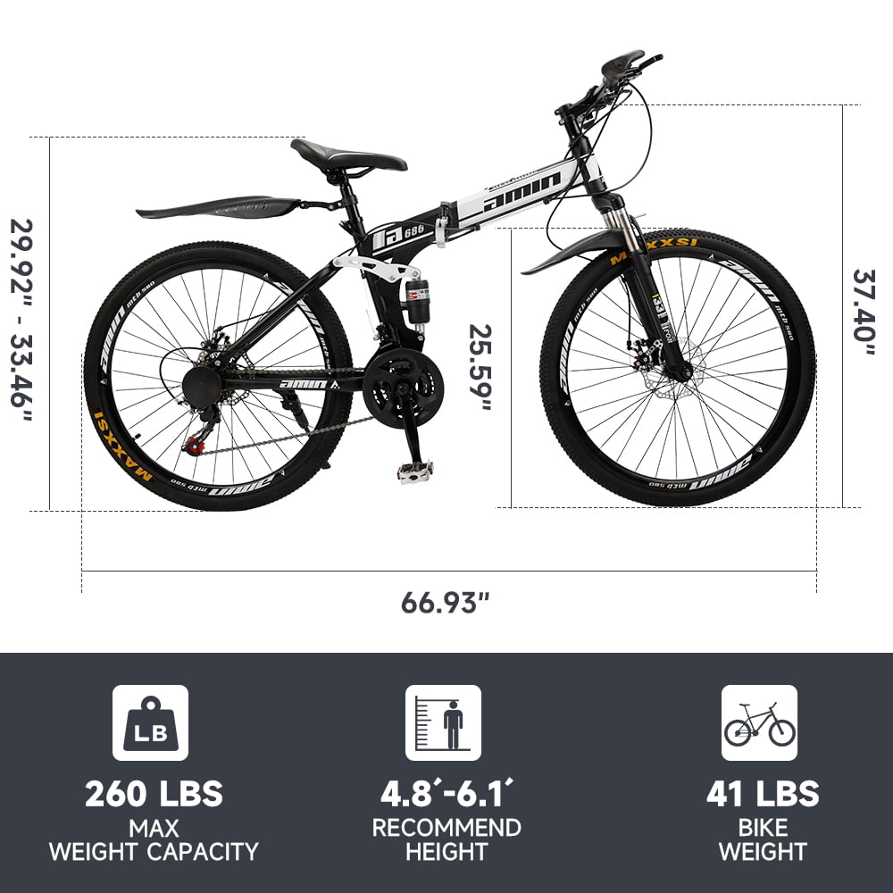 ARTUDATECH Full Suspension Mens Mountain Bike, Shimano 21 Speed, 26 Inch Wheel, Dual Disc Brake Bike for Men Womens Adult Bicycle