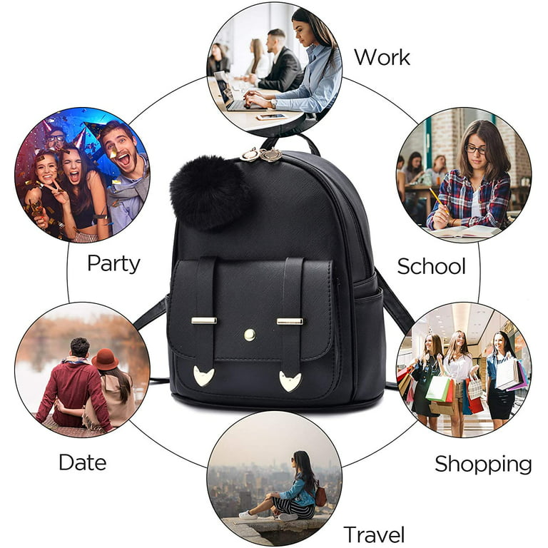 Dotpet Girls Fashion Backpack Mini Backpack Purse for Women Teenage Girls  Purses PU Leather Pompom Backpack Shoulder Bag(Turquoise) 