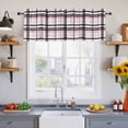 thumbnail image 4 of Pink Black Plaid Valances for Windows, Farmhouse Pink Black Checkered Light Filtering Kitchen Curtains, Rod Pocket Window Valance Curtains for Living Room Bedroom, 42" W x 12" L, 2 Panels, 4 of 9