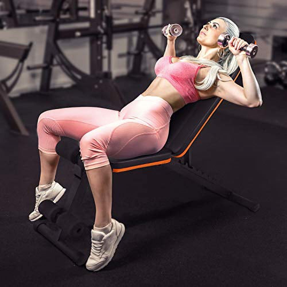 Yes4All Adjustable Weight Bench / Utility Weight Bench with Foldable Design – Weight Capacity 400 lbs (Orange)