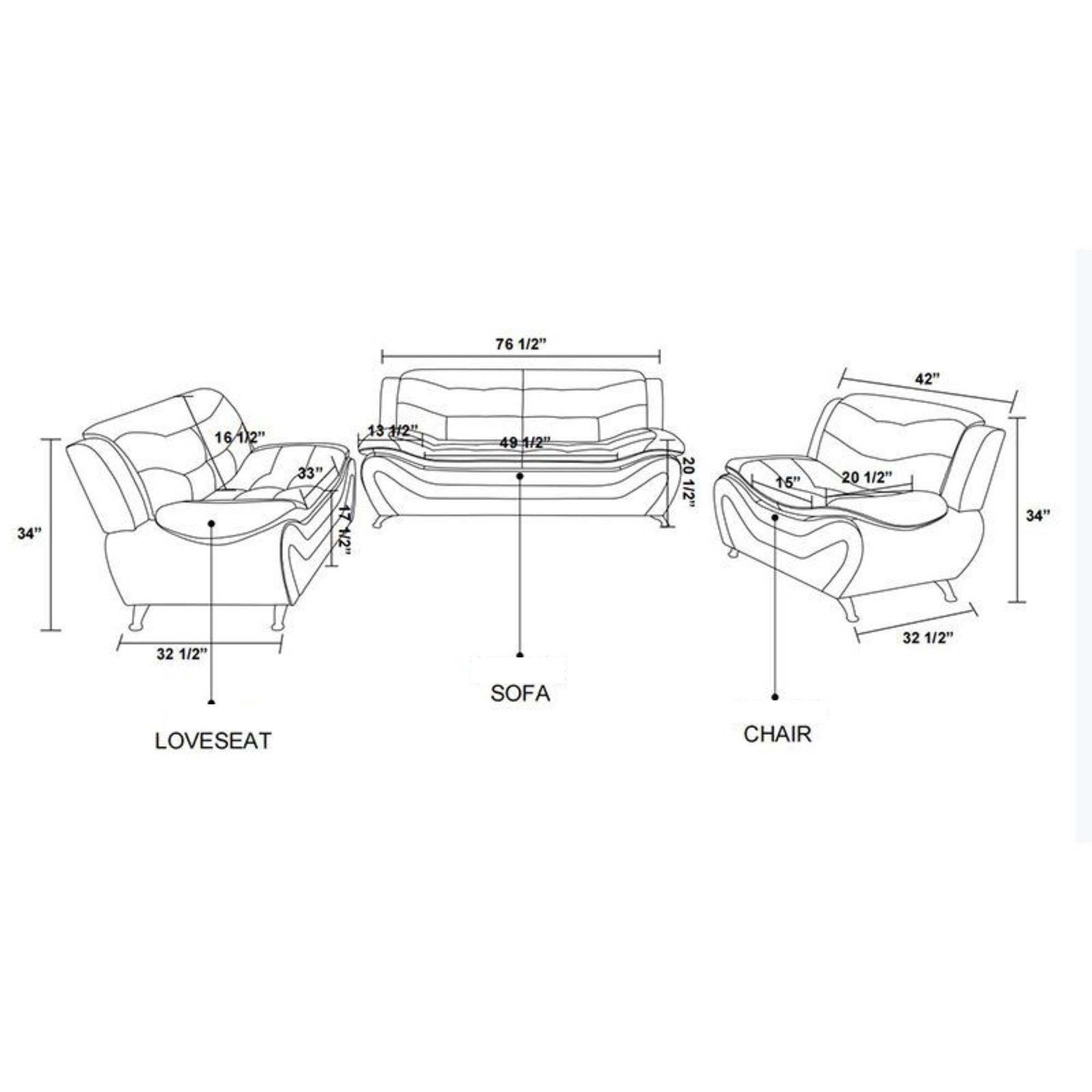 Trumanpick Leather Sleeper Sofa Chair, Modern 3 Seater Comfy Sofa Couch for Living Room, Black and White